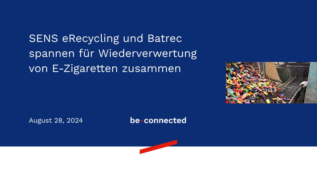 SENS eRecycling und Batrec spannen für Wiederverwertung von E ...